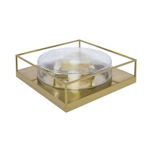 New Age Brass Four-Light Flush Mount with Smoke Bubble Glass, image 1