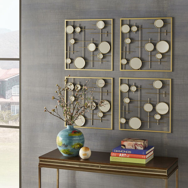 Cooper Gold Four-Piece Square Wall Mirror with Bubble, image 1