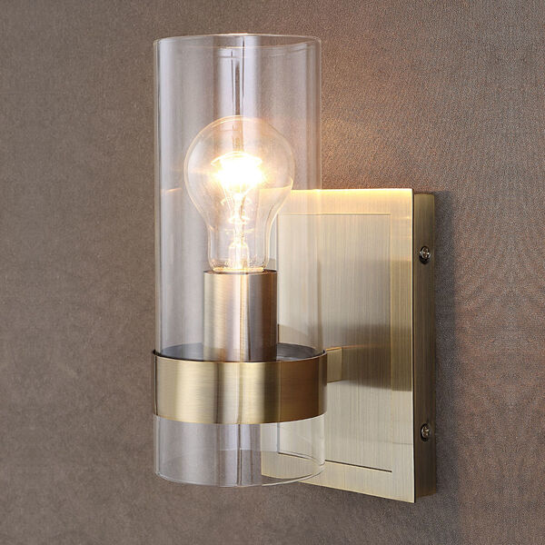 Cardiff Antique Brass One-Light Cylinder Wall Sconce, image 5