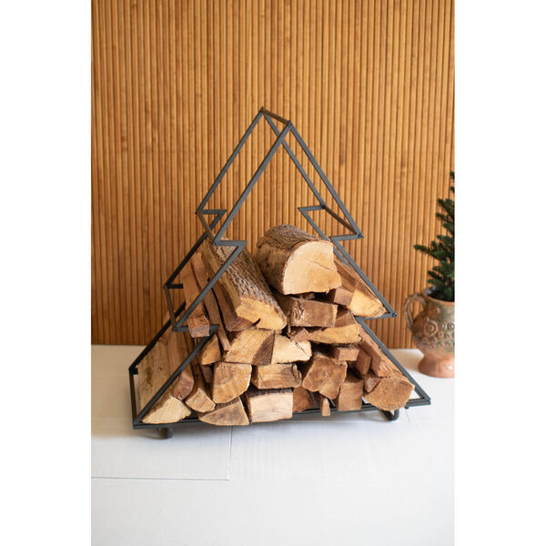 Black Matte Iron Christmas Tree Firewood Holder, image 2