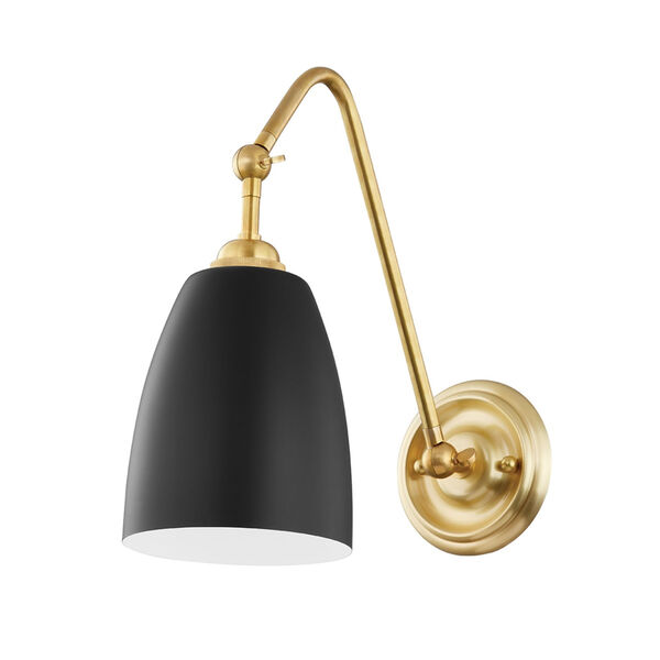 Millwood Aged Brass and Black One-Light Wall Sconce, image 1