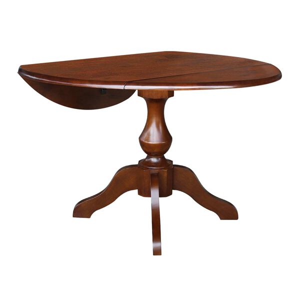 Espresso 30-Inch Round Pedestal Dual Drop Leaf Dining Table, image 3