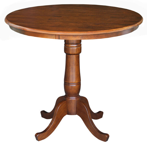 Dining Espresso 36-Inch Tall, 36-Inch Round Top Counter Height Pedestal Table, image 1
