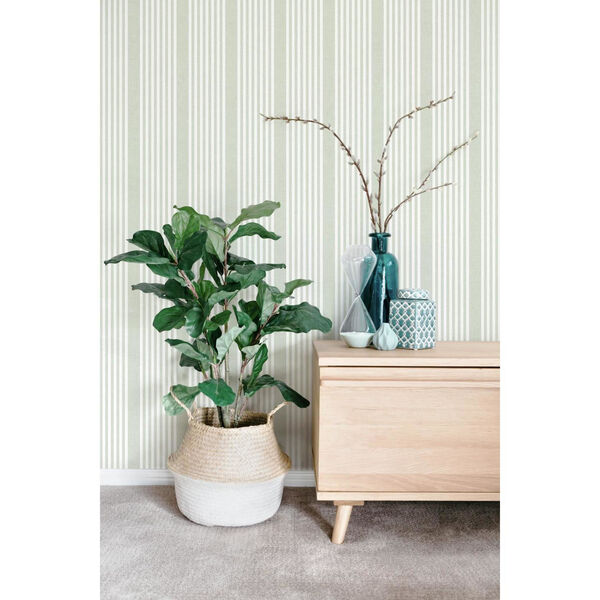 Stripes Resource Library Green French Linen Stripe Wallpaper, image 2