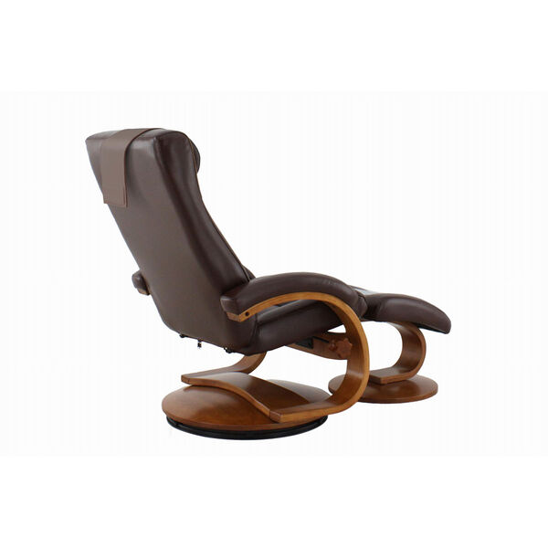 Selby Walnut Whisky Breathable Air Leather Manual Recliner with Ottoman and Cervical Pillow, image 4