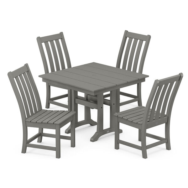 Vineyard Slate Grey Trestle Side Chair Dining Set, 5-Piece, image 1
