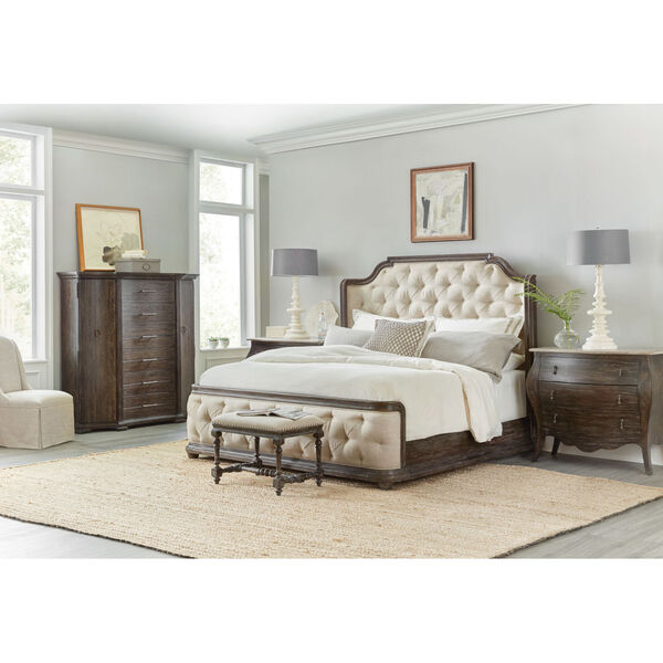 Traditions Rich Brown California King Upholstered Panel Bed, image 4