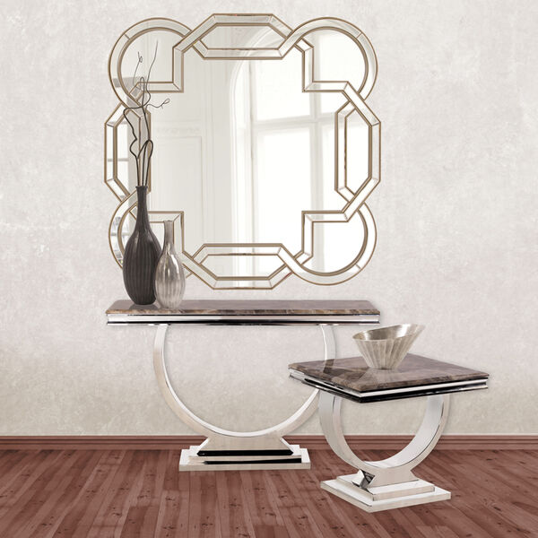 Intertwining Scalloped Octagonal Mirrored Frame Trimmed In Champagne Silver, image 2
