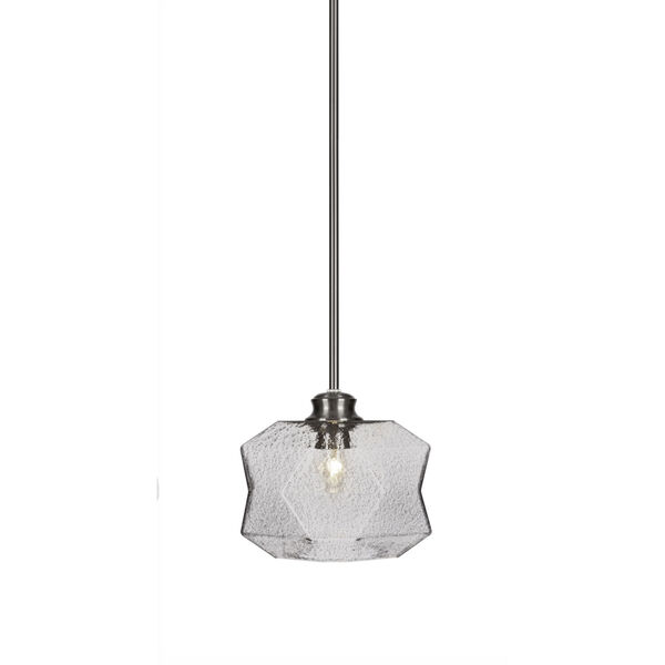 Rocklin Brushed Nickel One-Light 8-Inch Stem Hung Mini Pendant with Smoke Glass, image 1