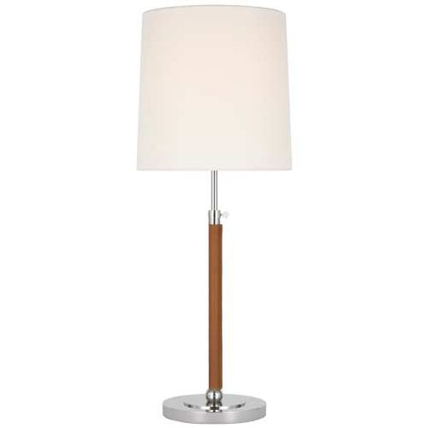 Bryant Polished Nickel and Natural One-Light Large Table Lamp with Linen Shade by Thomas O'Brien, image 1
