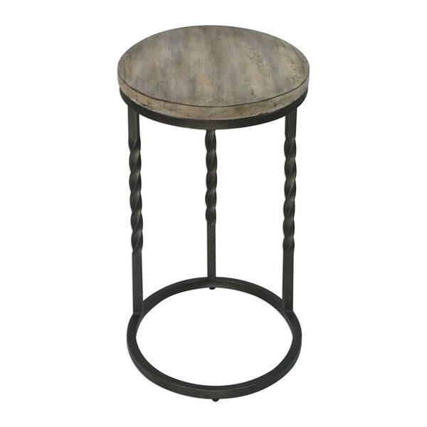 Tauret Aged Steel and Weathered Ivory Side Table, image 3