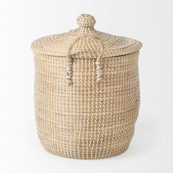 Olivia Beige Seagrass Basket with Lid and Handles, Set of 3, image 3