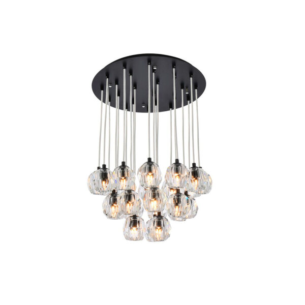 Eren Black 24-Light Pendant with Royal Cut Clear Crystal, image 3