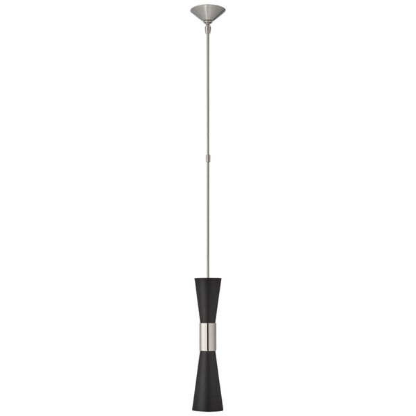 Clarkson Medium Narrow Pendant in Polished Nickel and Black by AERIN, image 1