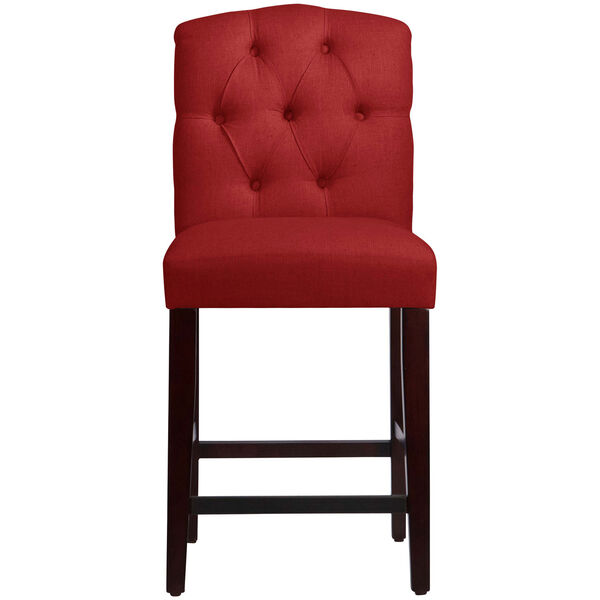 Linen Antique Red 41-Inch Tufted Arched Counter Stool, image 2
