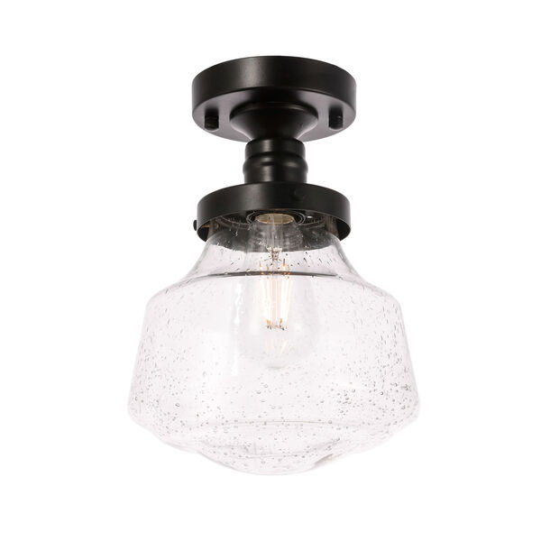 Lyle Black Eight-Inch One-Light Flush Mount with Clear Seeded Glass, image 5