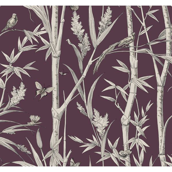 Bambou Toile Burgundy Wallpaper, image 2
