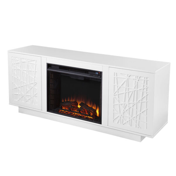 Delgrave White Electric Fireplace with Media Storage, image 2