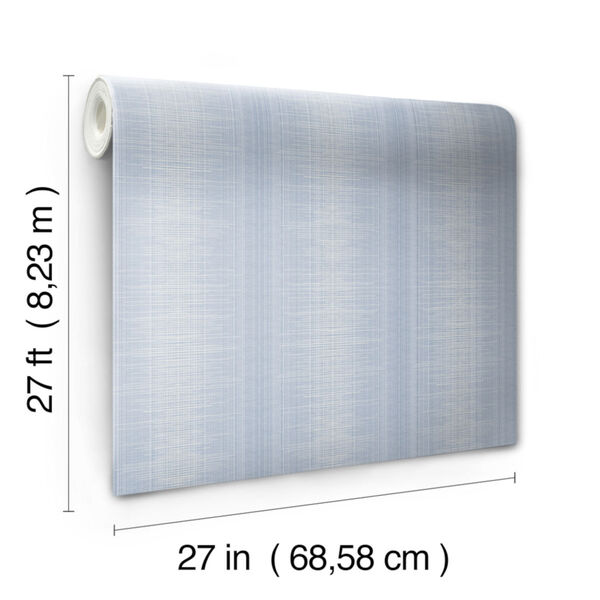 Handpainted  Blue Silk Weave Stripe Wallpaper, image 4