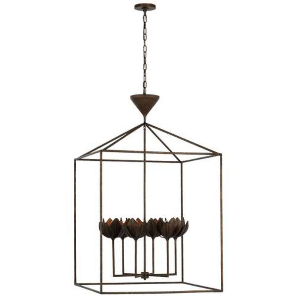 Alberto Antique Bronze Six-Light Extra Large Open Cage Lantern Pendant by Julie Neill, image 1