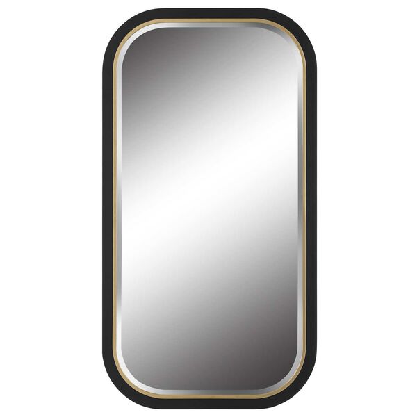 Nevaeh Satin Black and Gold Curved Rectangle Wall Mirror, image 2