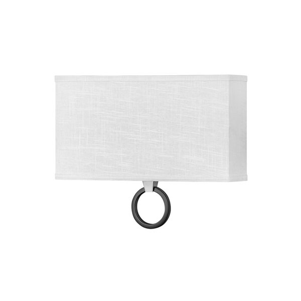 Link Brushed Nickel Two-Light LED Wall Sconce with Off White Linen Shade, image 1