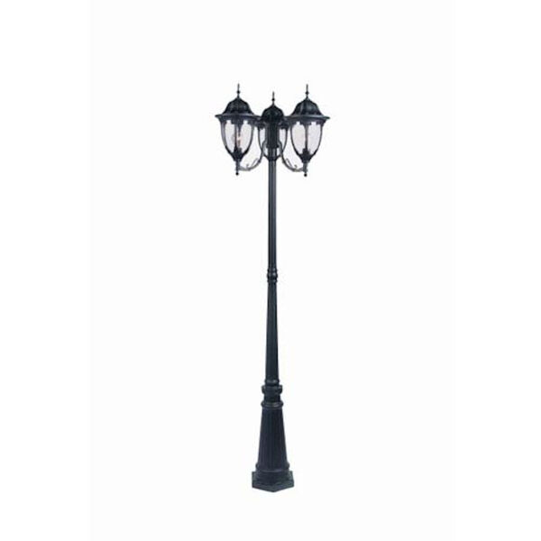 Suffolk Matte Black Three-Light 82.5-Inch Outdoor Post Mount and Post, image 1
