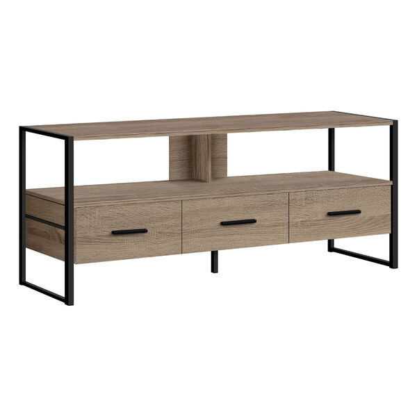 Dark Taupe and Black TV Stand with Three Drawers, image 1