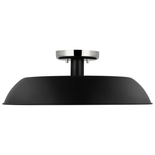 Colony Matte Black and Polished Nickel One-Light Semi Flush Mount, image 3