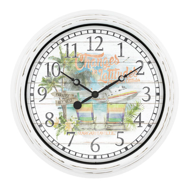 White Margaritaville Outdoor Wall Clock, image 1