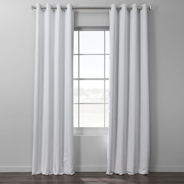 White Italian Textured Faux Linen Hotel Blackout Grommet Curtain Single Panel, image 1