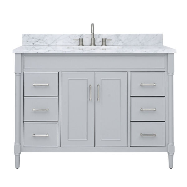 Bristol Light Gray 49-Inch Vanity Set with Carrara White Marble Top, image 1