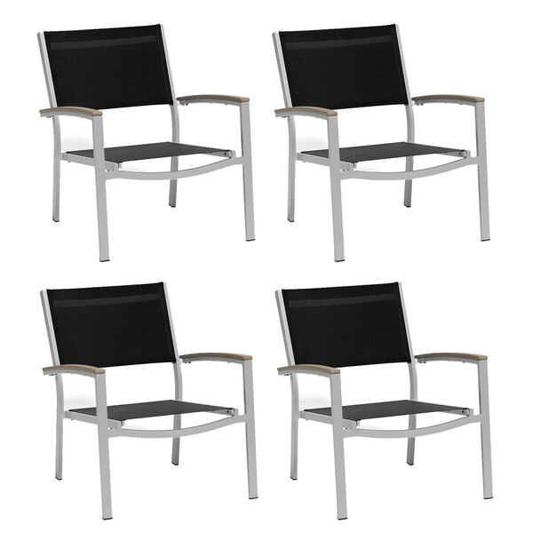 Travira Black Sling Side Chair with Vintage Tekwood Armcaps, Set of 4, image 1