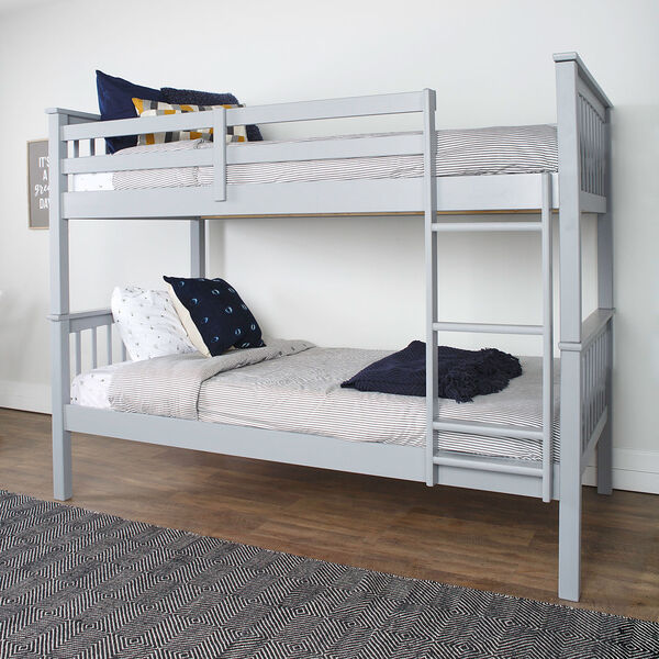 Twin over Twin Solid Wood Mission Design Bunk Bed - Grey, image 1
