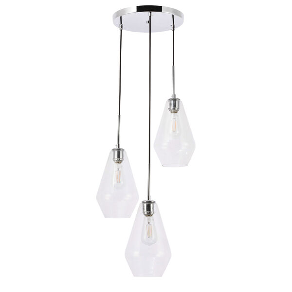 Gene Chrome Three-Light Pendant with Clear Glass, image 3