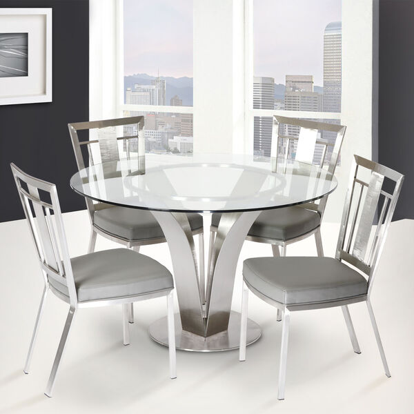 Cleo Brushed Stainless Steel Dining Table, image 3
