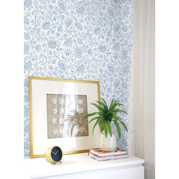NextWall Blue Paisley Trail Peel and Stick Wallpaper, image 3