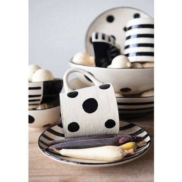 White and Black Stoneware Coffee Mug, Set of 2, image 6