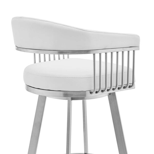 Bronson Brushed Stainless Steel White Counter Stool, image 6
