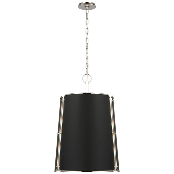 Hastings Large Pendant in Polished Nickel with Black Shade by Carrier and Company, image 1