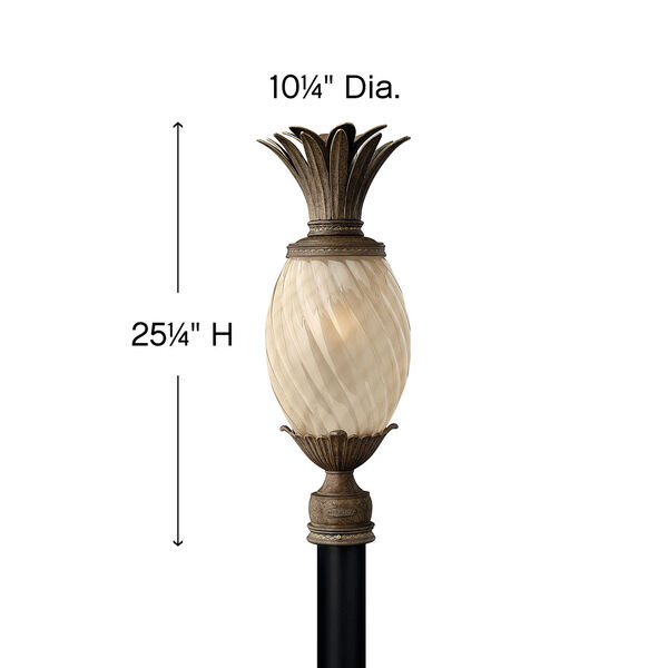 Fleur Pearl Bronze One-Light Outdoor Post Mount with Amber Glass, image 2