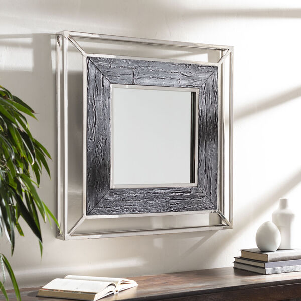 Allure Gray and Silver 32-Inch Wall Mirror, image 1