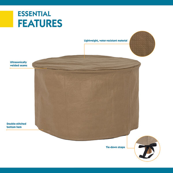 Essential Latte 31 In. Round Patio Ottoman or Side Table Cover, image 4