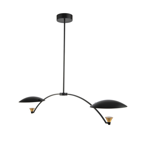 Redding Matte Black with Brass Accent Two-Light LED Chandelier, image 2