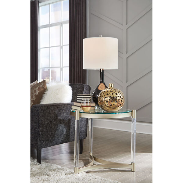 Silas Tempered Clear Glass Round End Table with Acrylic Leg, image 1