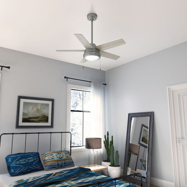 Burroughs Matte Silver 44-Inch Ceiling Fan with LED Light Kit and Pull Chain, image 2