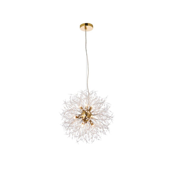 Solace Gold Nine-Light Pendant with Royal Cut Clear Crystal, image 1