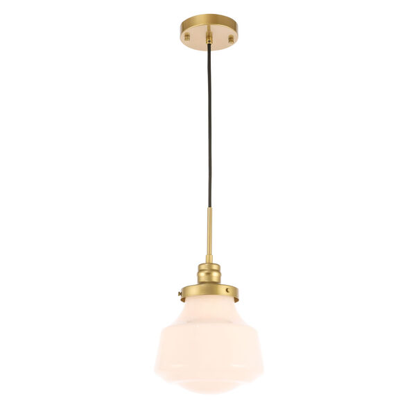 Lyle Brass Eight-Inch One-Light Mini Pendant with Frosted White Glass, image 6