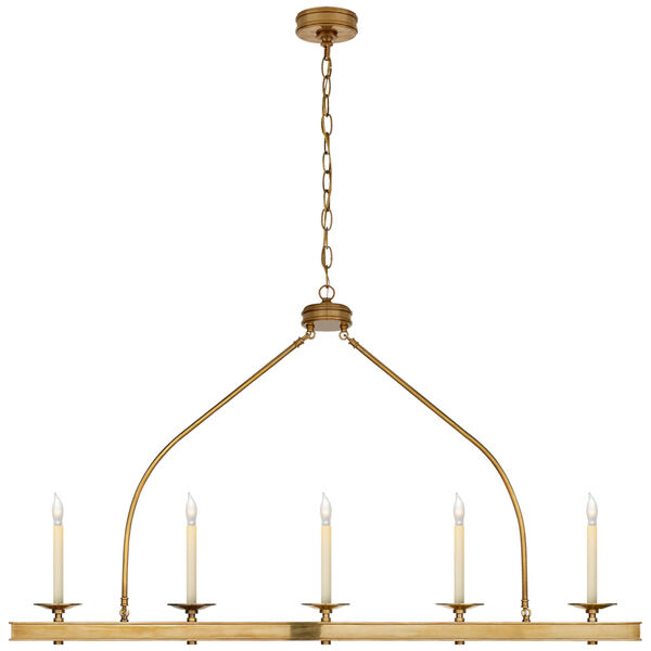 Launceton Large Linear Pendant in Antique-Burnished Brass by Chapman and Myers, image 1