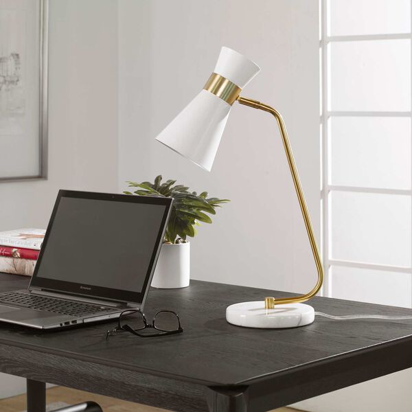 Uptown White and Gold One-Light Desk Lamp, image 4